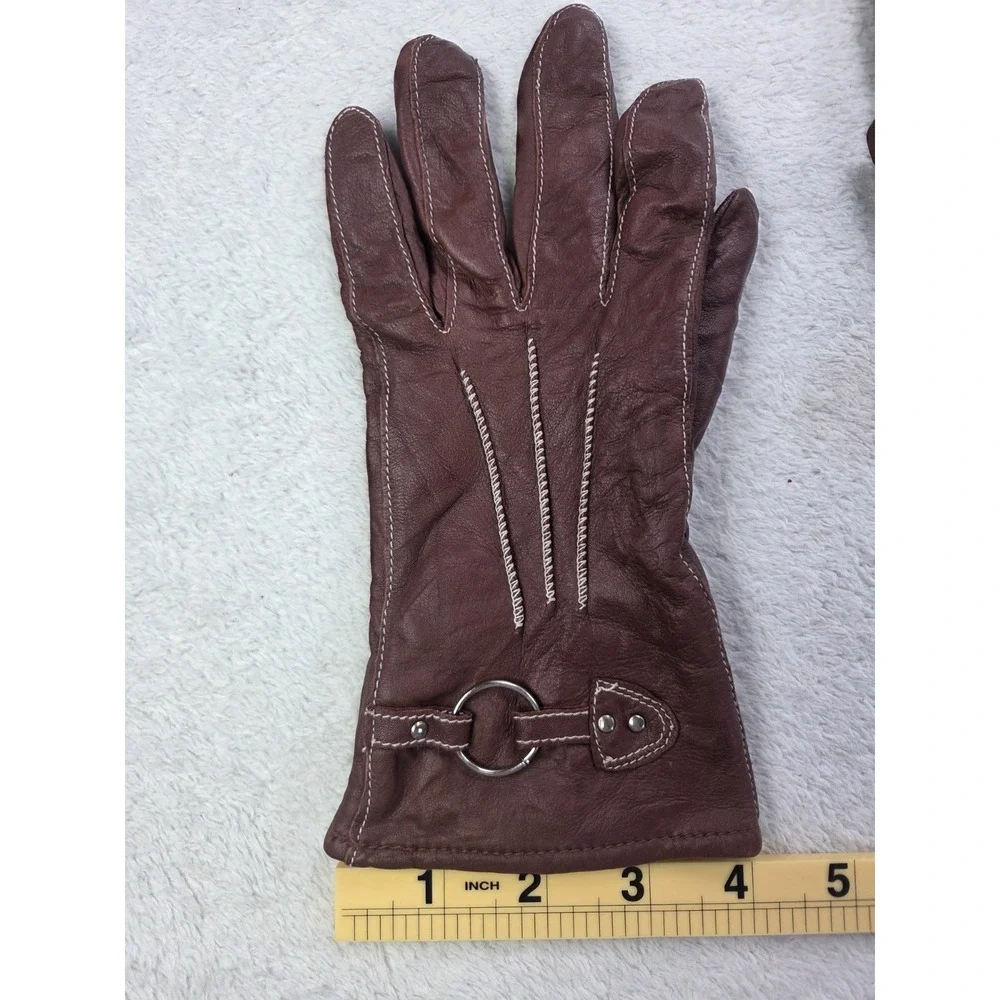 Womens Brown Genuine Leather Gloves Equestrian Driving Gloves.